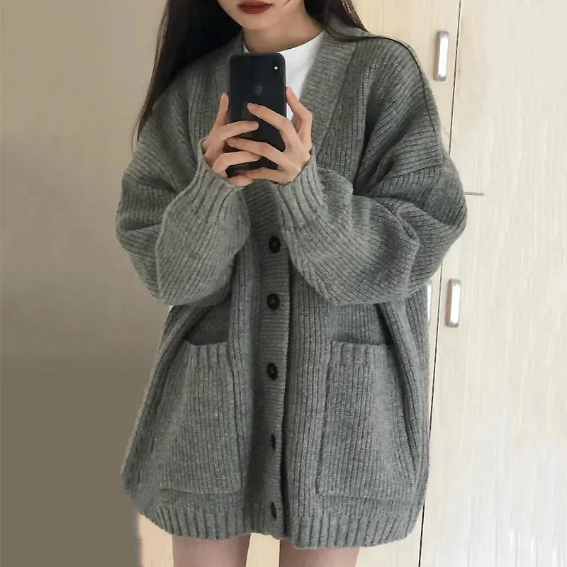 V-Neck Loose Knit Cardigan
