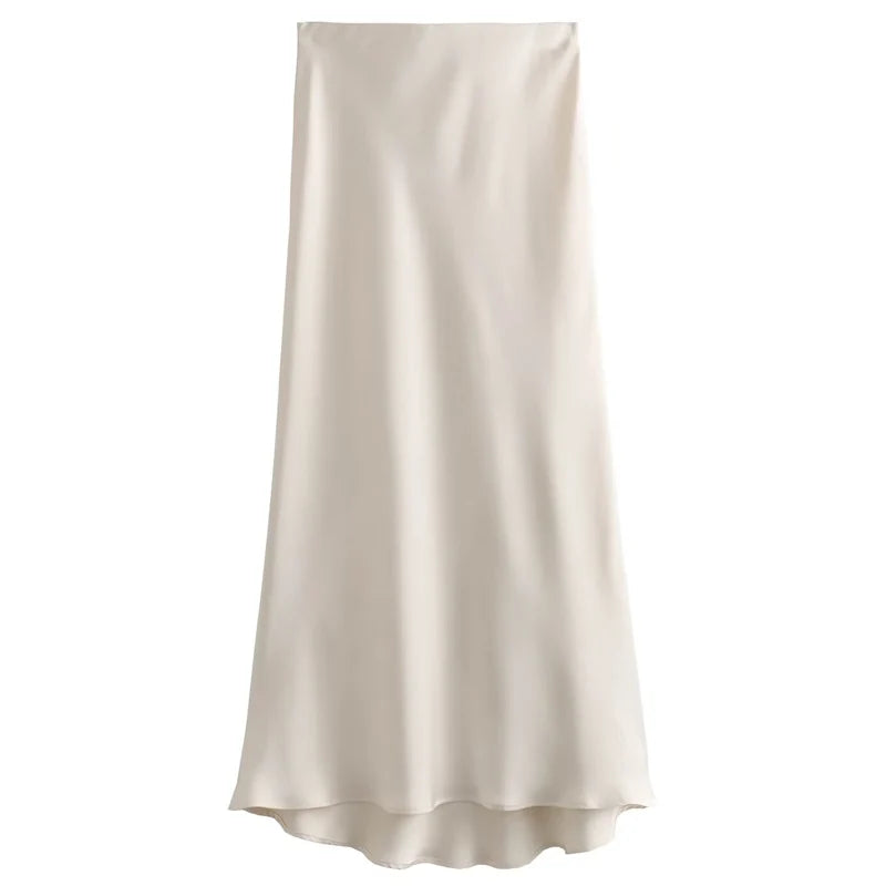 Elegant Satin High-Waist Skirt