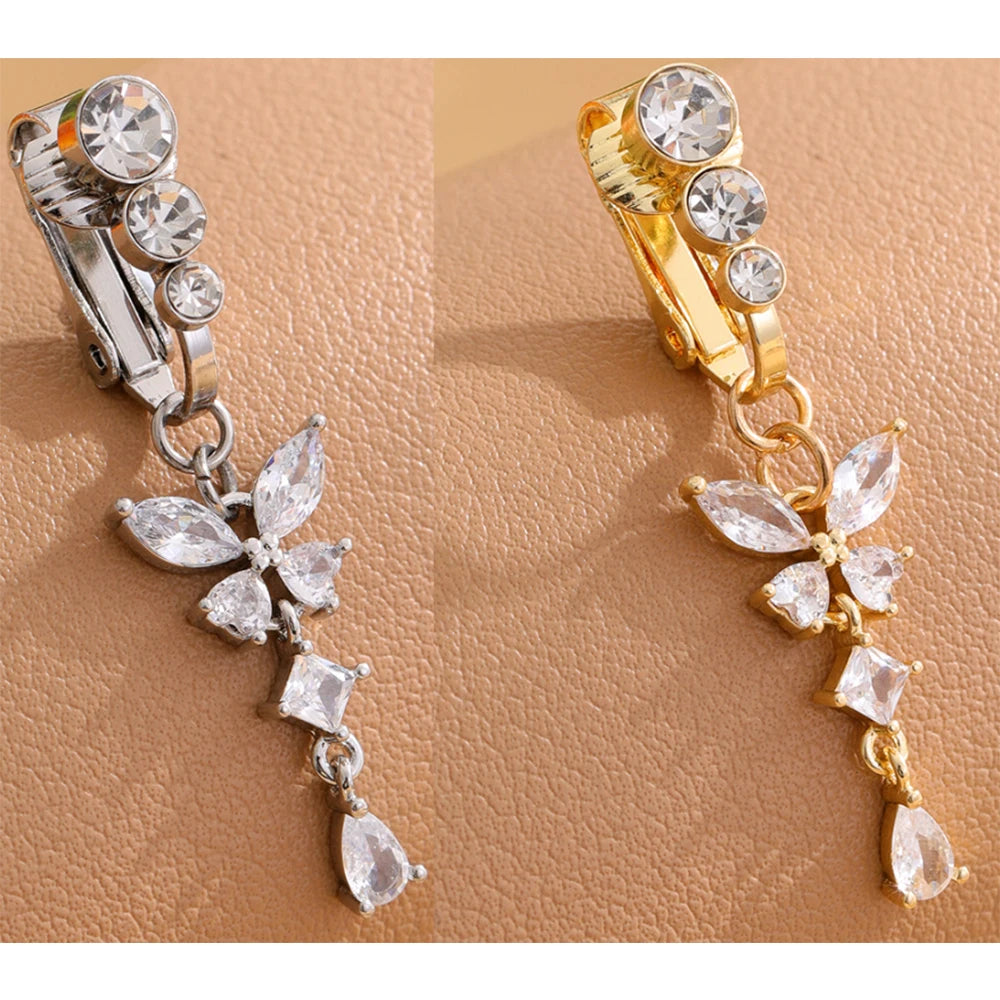 Butterfly Flower Clip Belly Ring