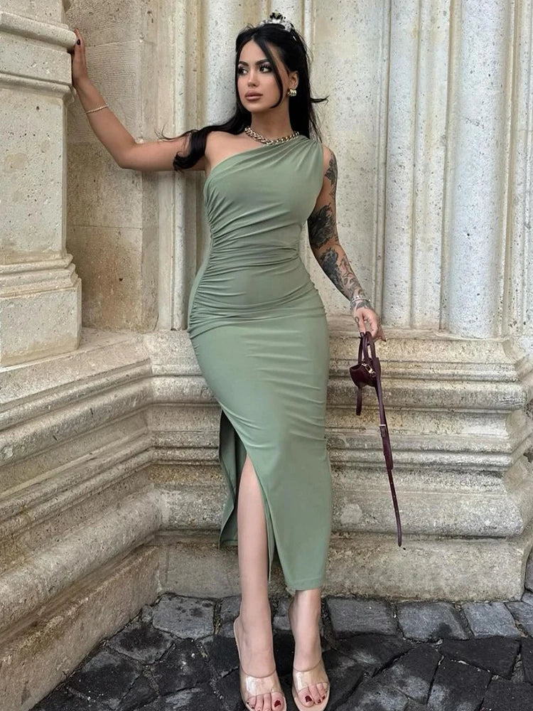 Backless Split Black Maxi Dress