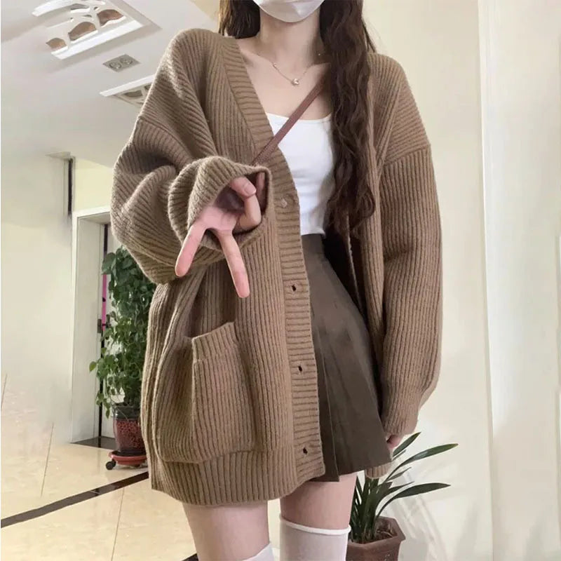 V-Neck Loose Knit Cardigan