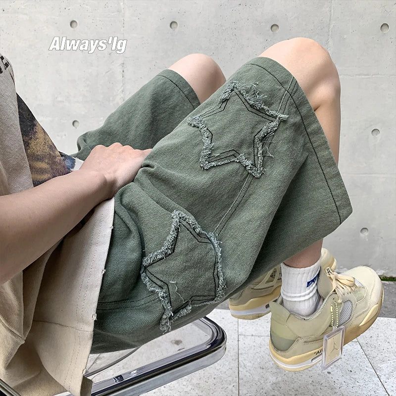 Vintage Denim Patchwork Shorts