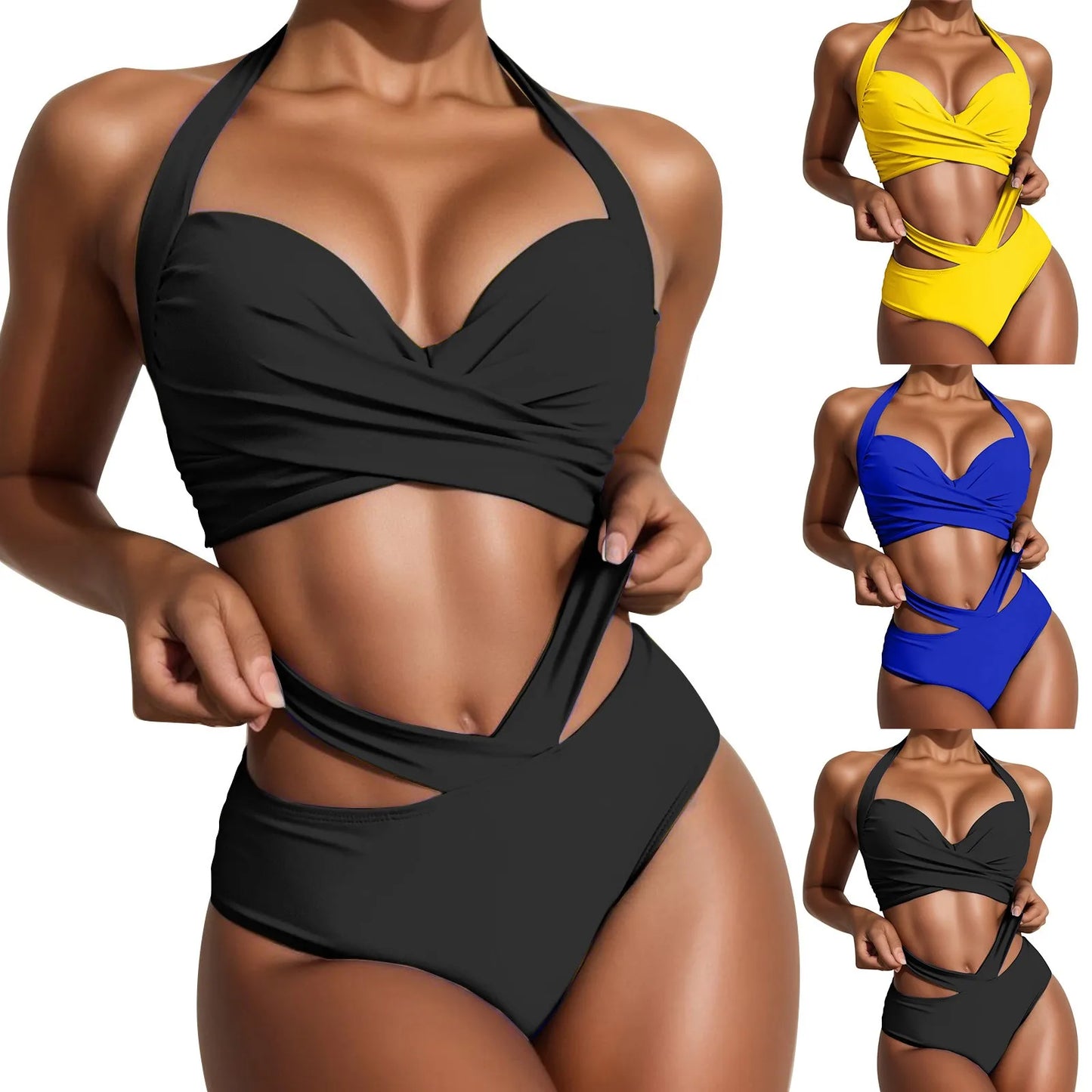 Women’s Solid Halter Bikini Set