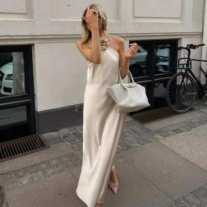 Off-Shoulder Satin Dress