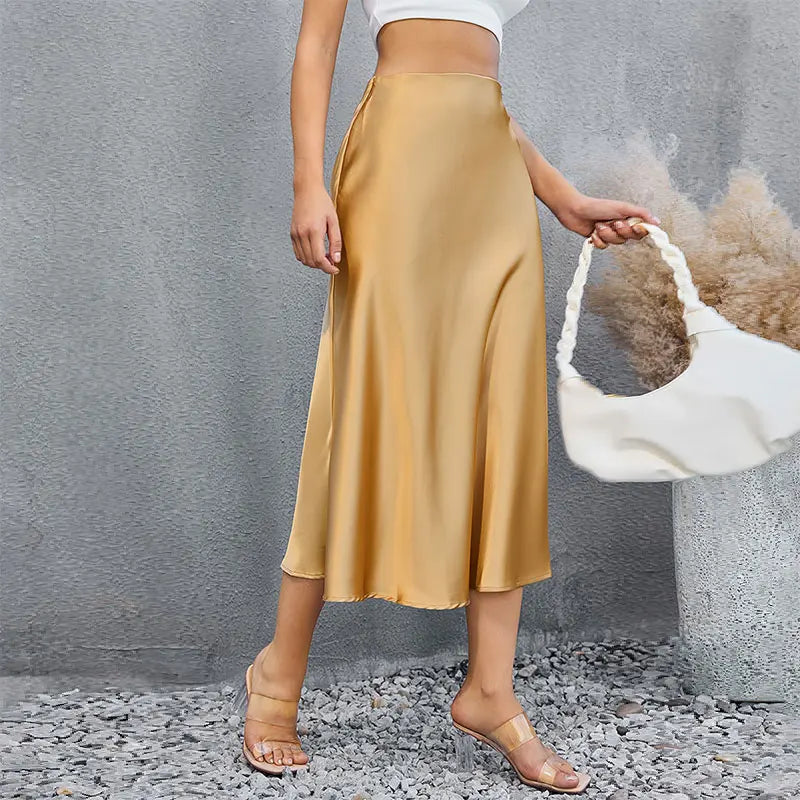 Satin A-Line Skirt