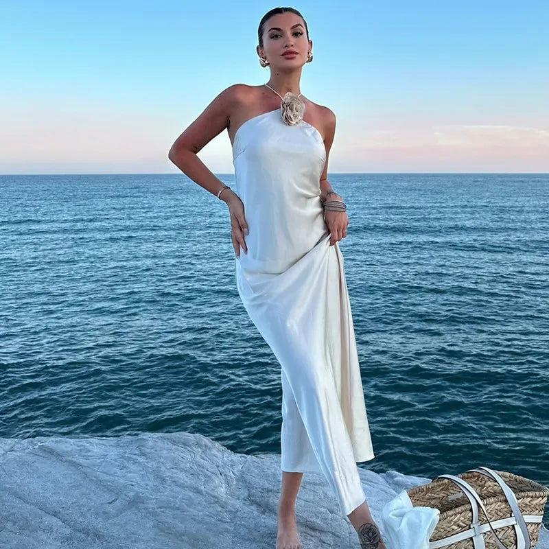 Off-Shoulder Satin Dress