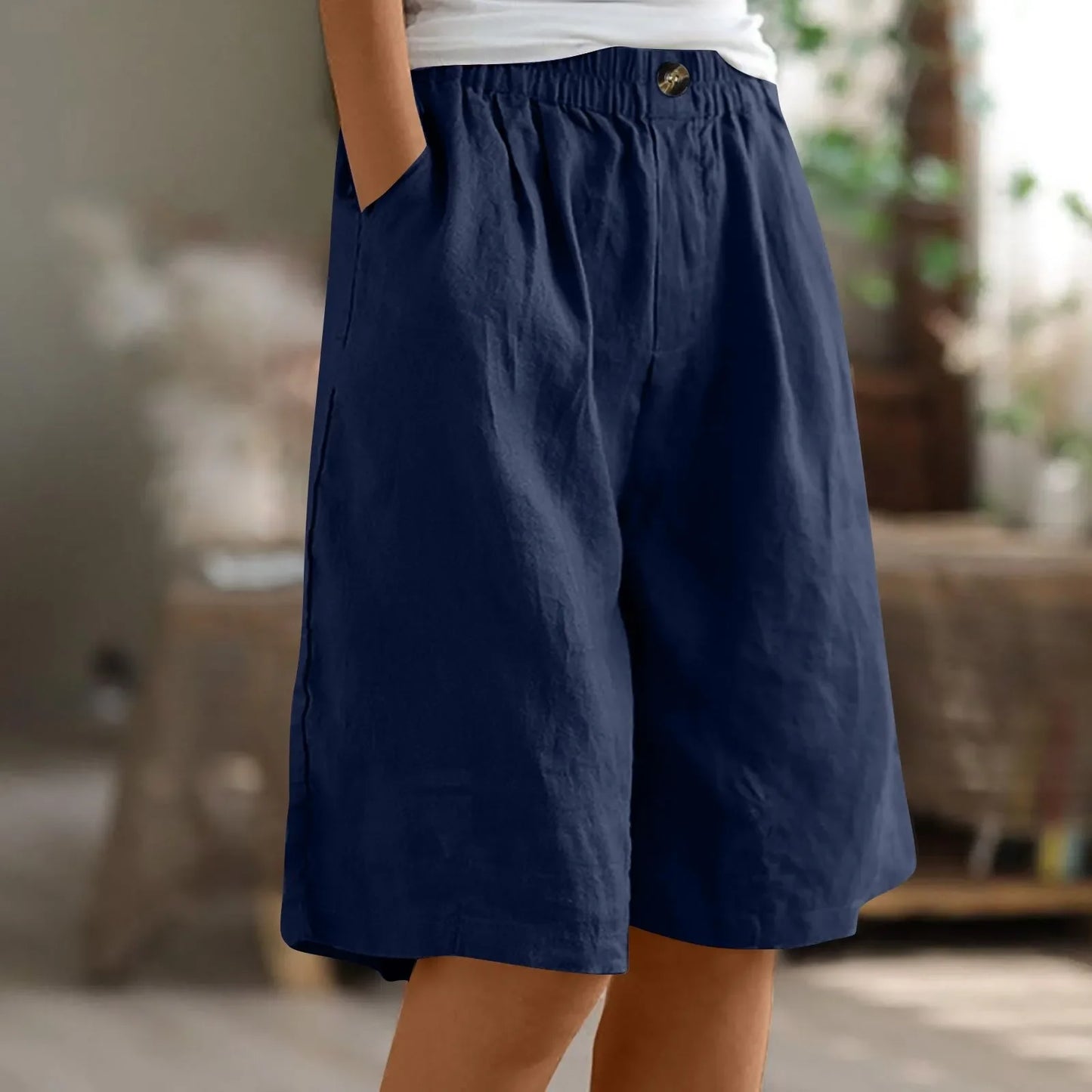 Loose Cotton Linen Capris