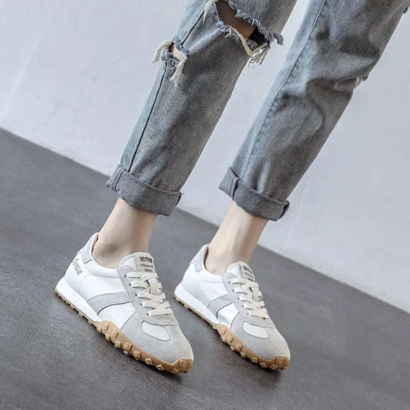 Soft Leather White Running Shoes