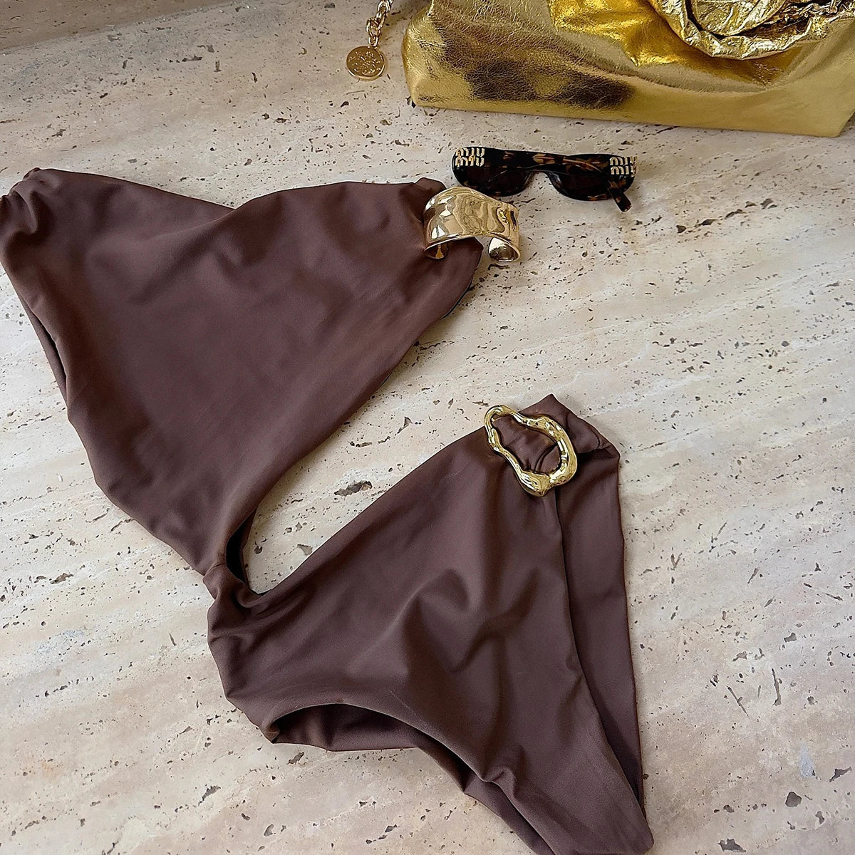 One-Shoulder High Waist Monokini