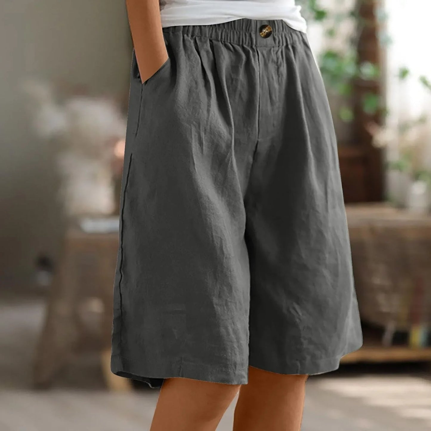 Loose Cotton Linen Capris