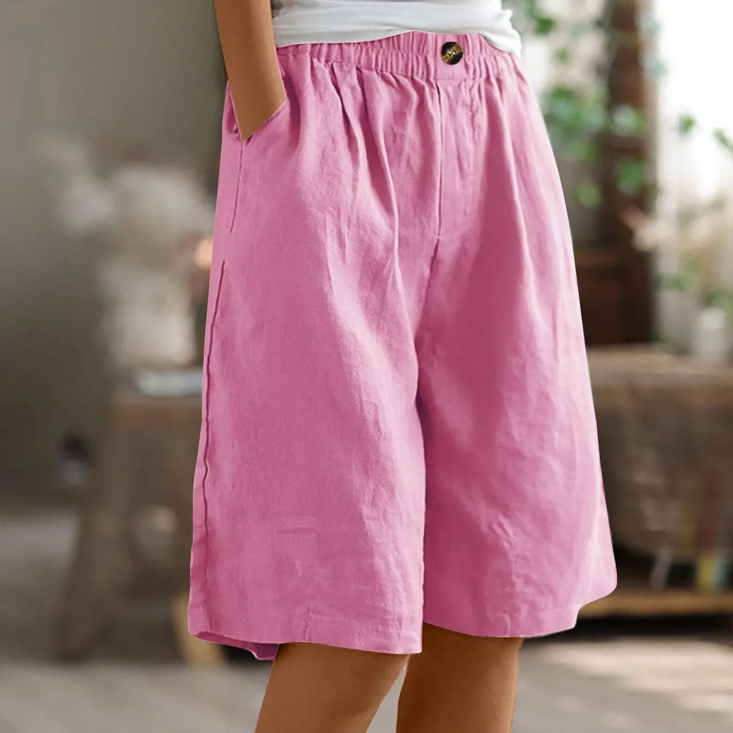 Loose Cotton Linen Capris