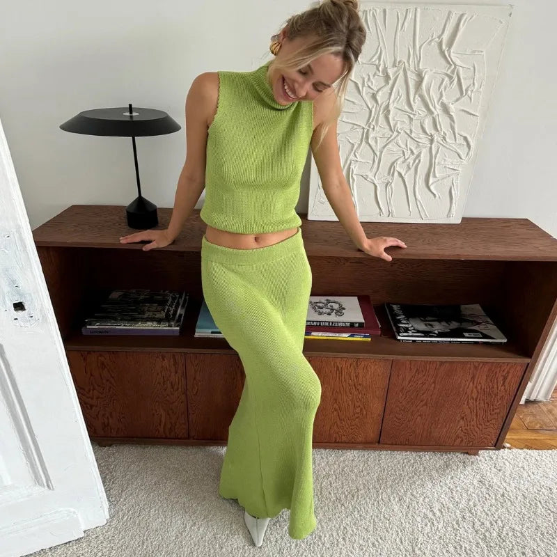 Elegant Knit Skirt Set