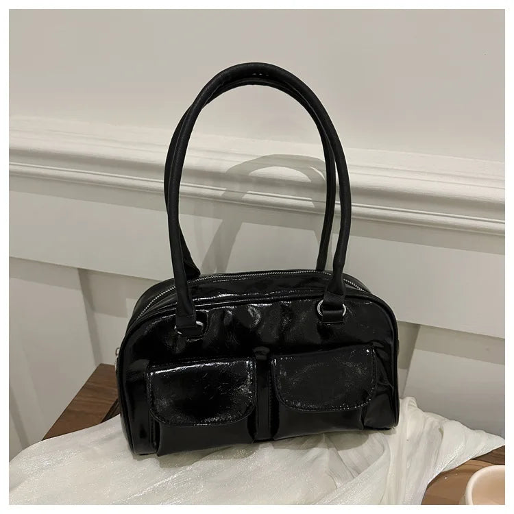 Vintage Burgundy PU Leather Tote