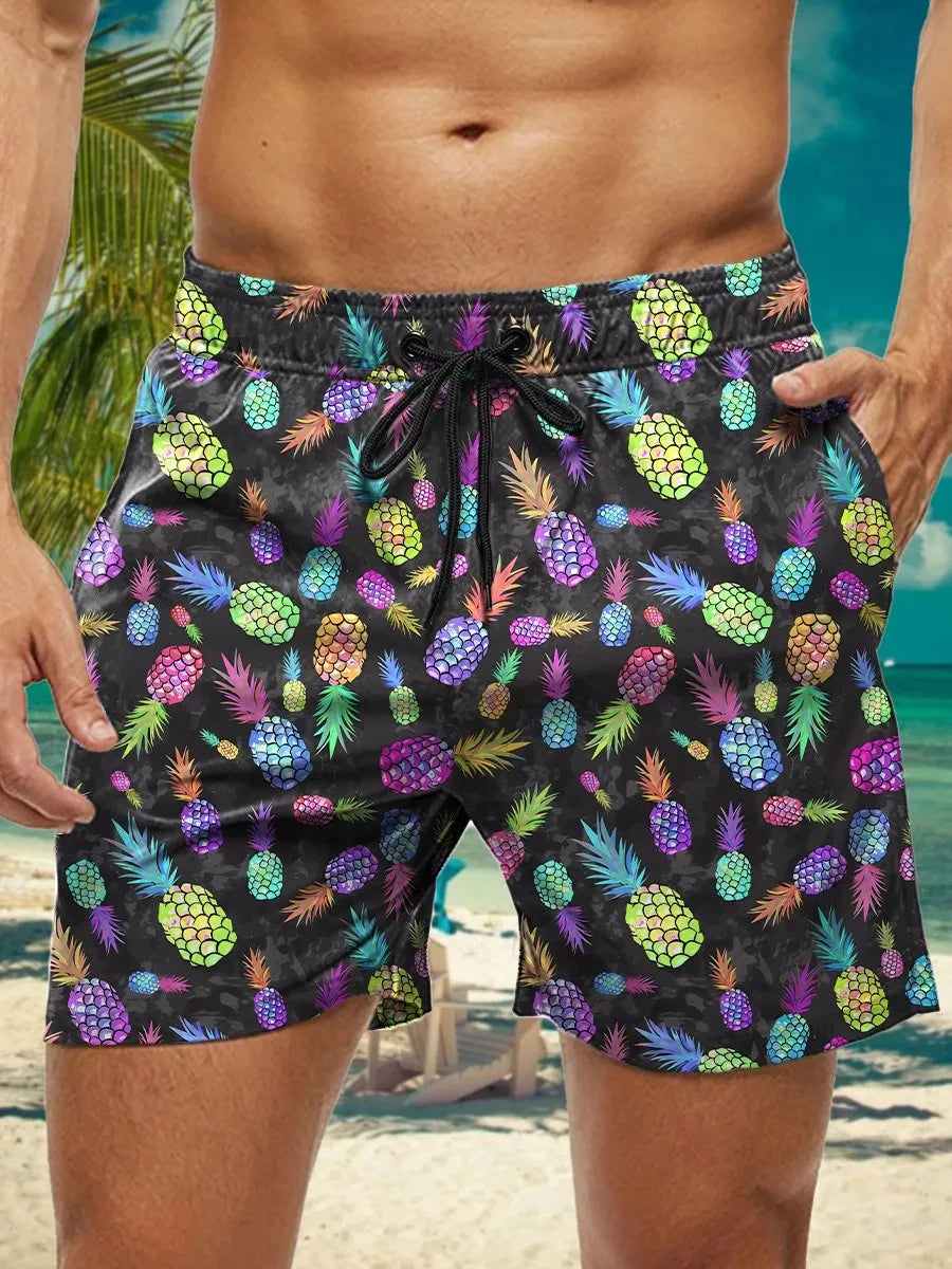 3D Floral Print Men’s Swim Trunks