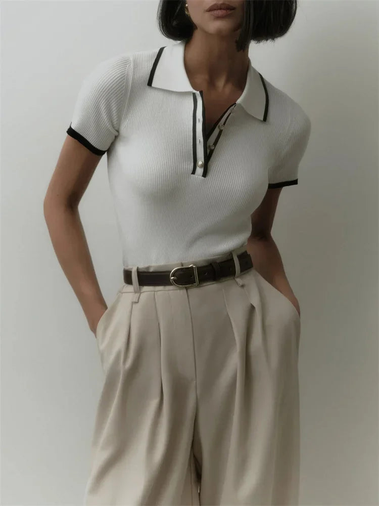 Slim Fit Patchwork Knitted Top