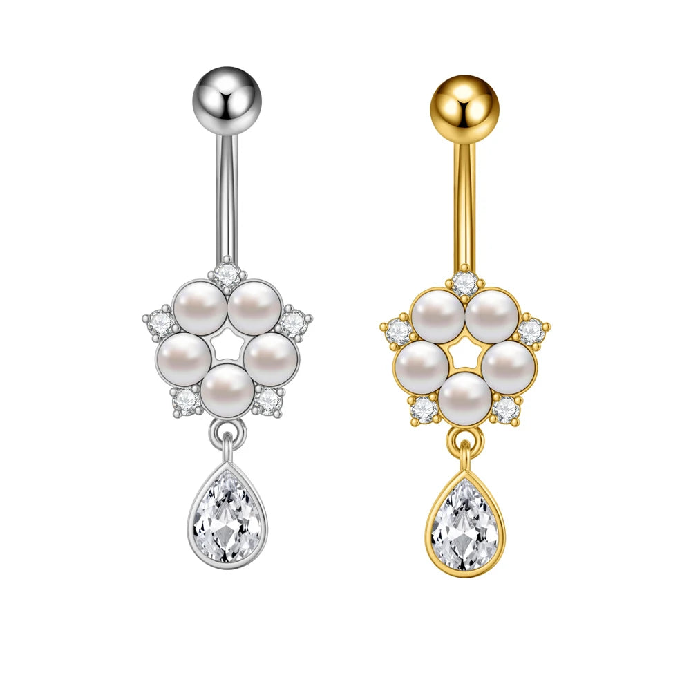 Butterfly Flower Clip Belly Ring