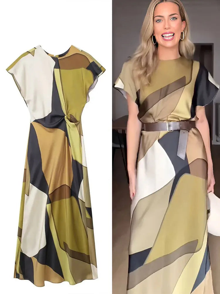 Vintage Print Maxi Dress