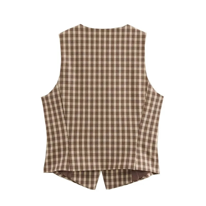 Plaid Sleeveless Crop Top set