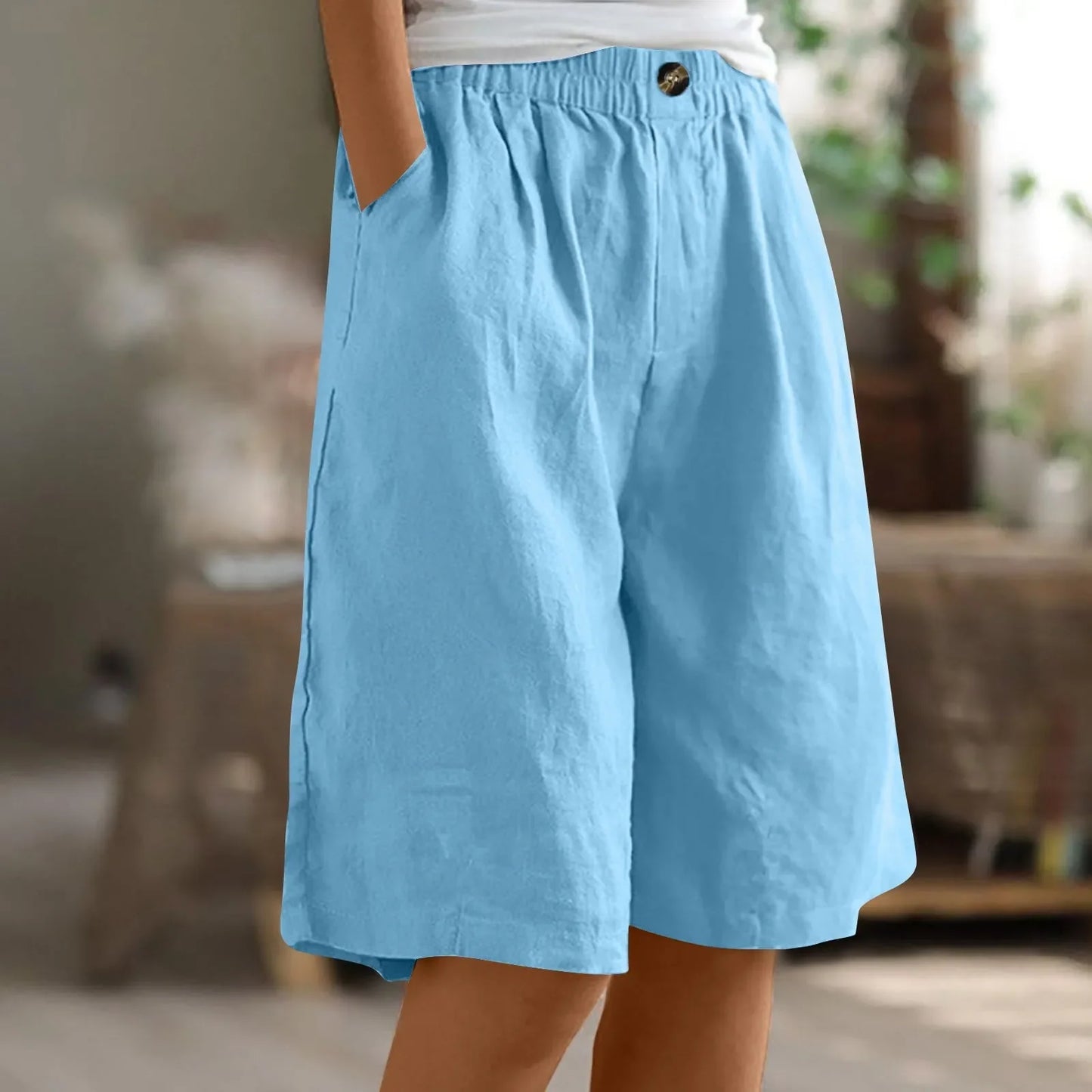 Loose Cotton Linen Capris