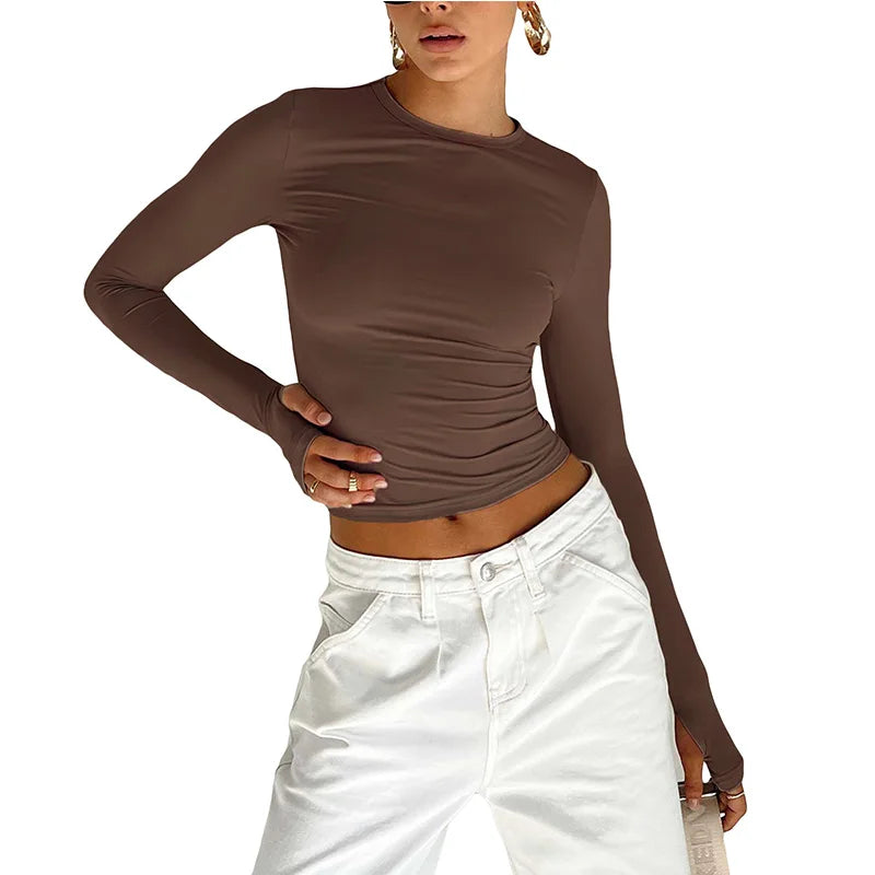 Slim Fit Thumbhole Crop Top