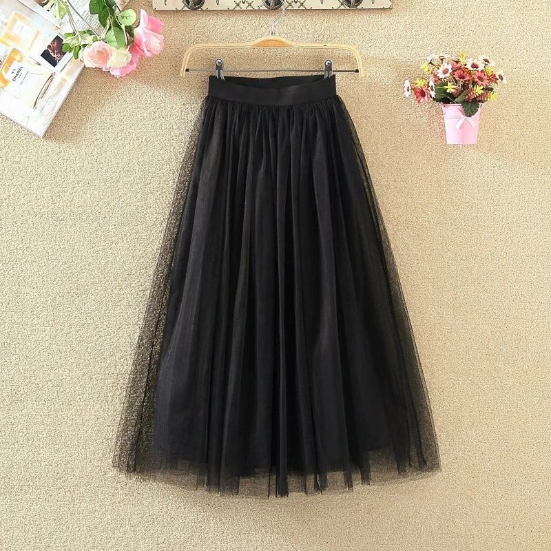 Vintage Mesh Pleated Skirt