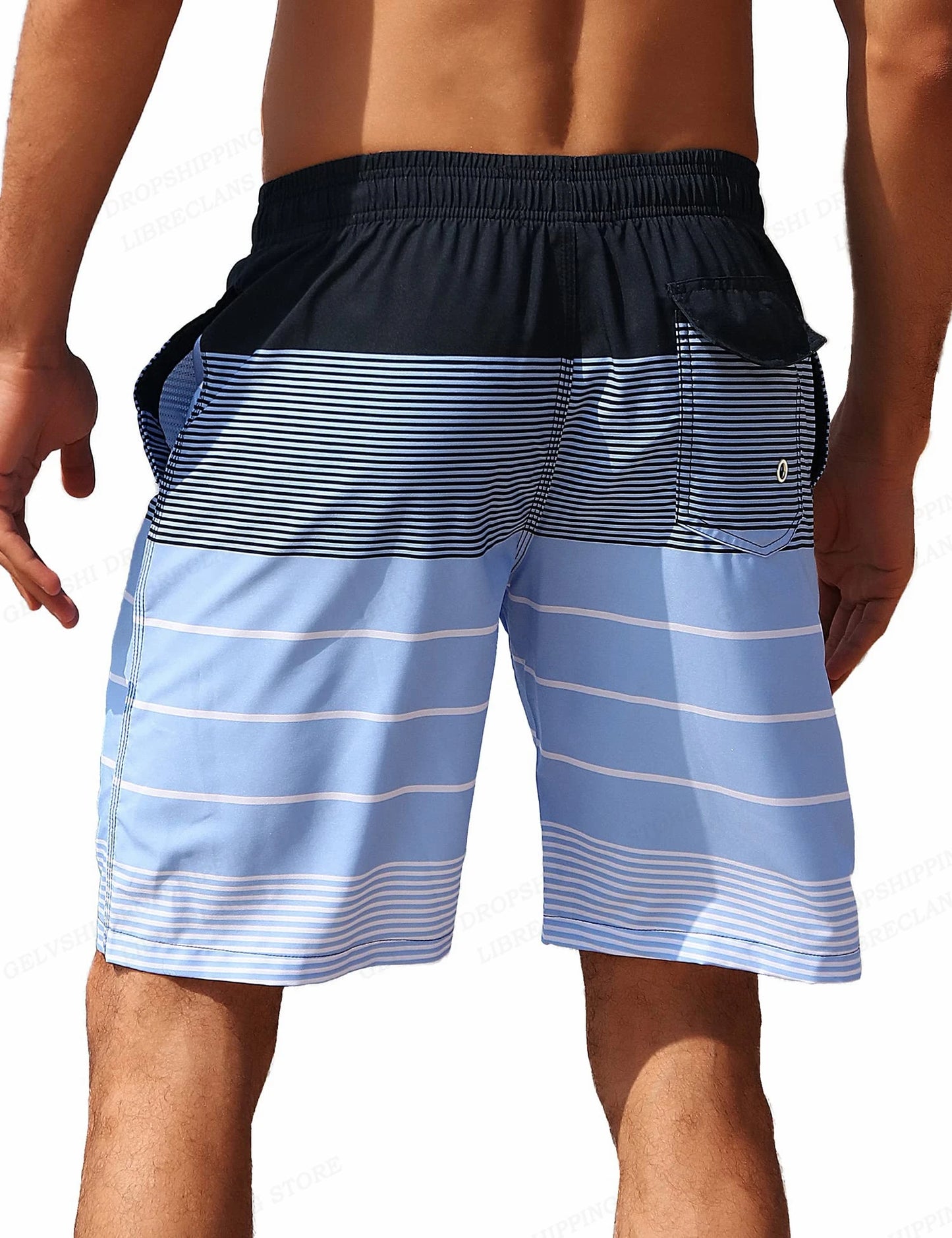 Men’s Striped Beach Swim Shorts