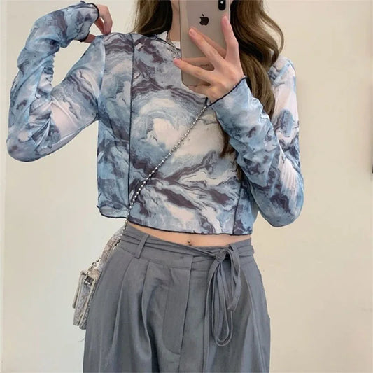 Tie-Dye Cropped Gauze Tee
