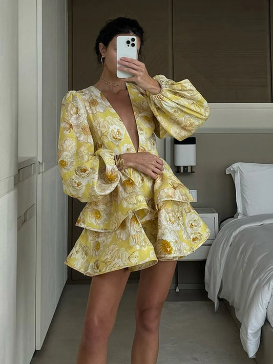 Ruffled Floral Mini Dress