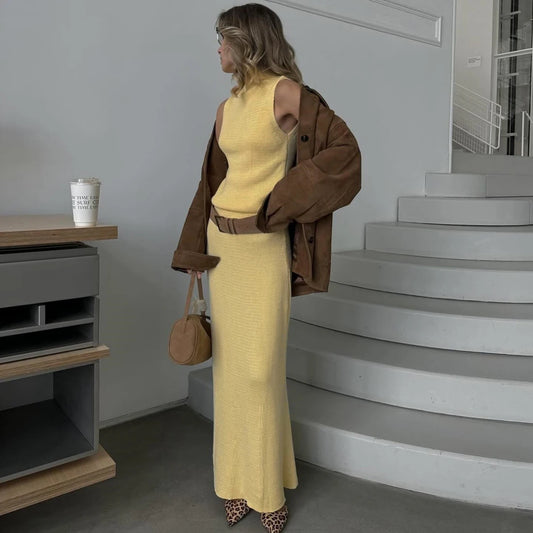 Elegant Knit Skirt Set