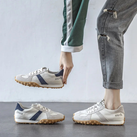Soft Leather White Running Shoes