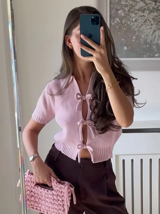 2025 Bow Detail MIUMIU Knit Top