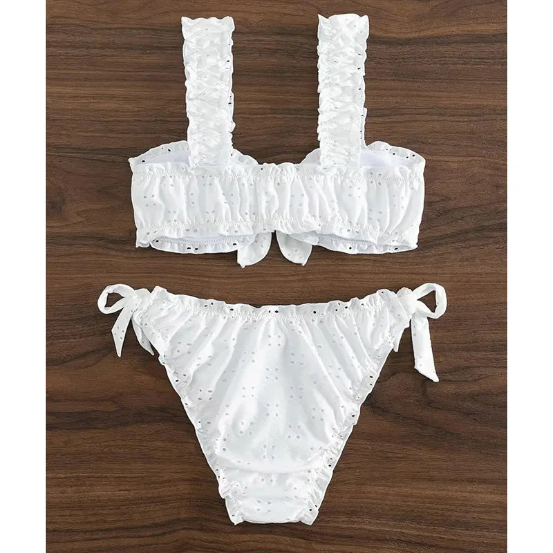 Vintage Ruffle Suspender Bikini Set