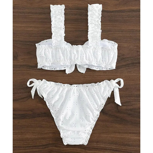 Vintage Ruffle Suspender Bikini Set