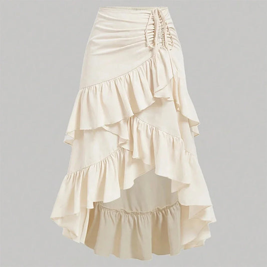 Asymmetrical Flounce Midi Skirt