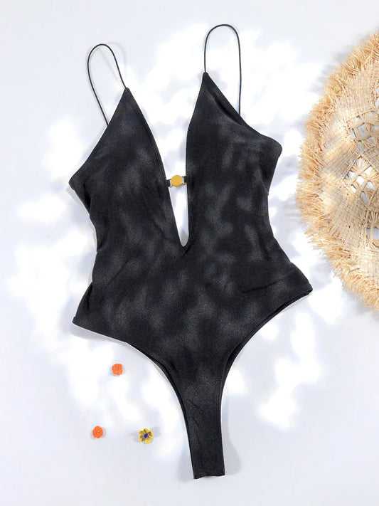 Rinabe Hollow-Out Black Swimsuit