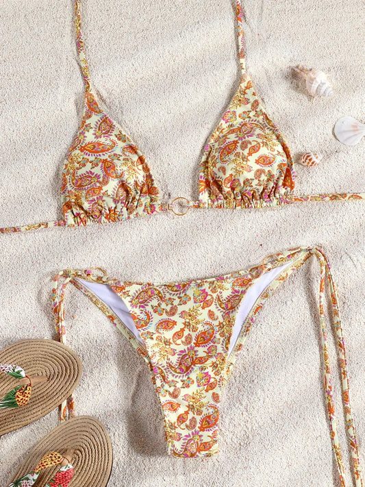 Printed Bandage Bikini Set