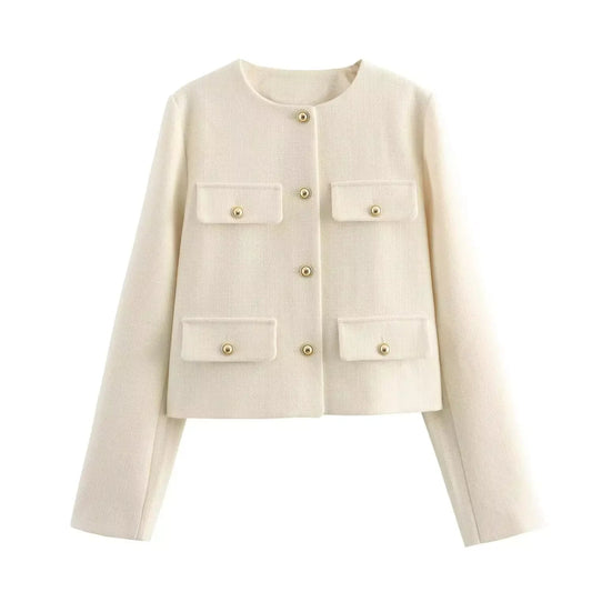 Textured Short Button Jacket