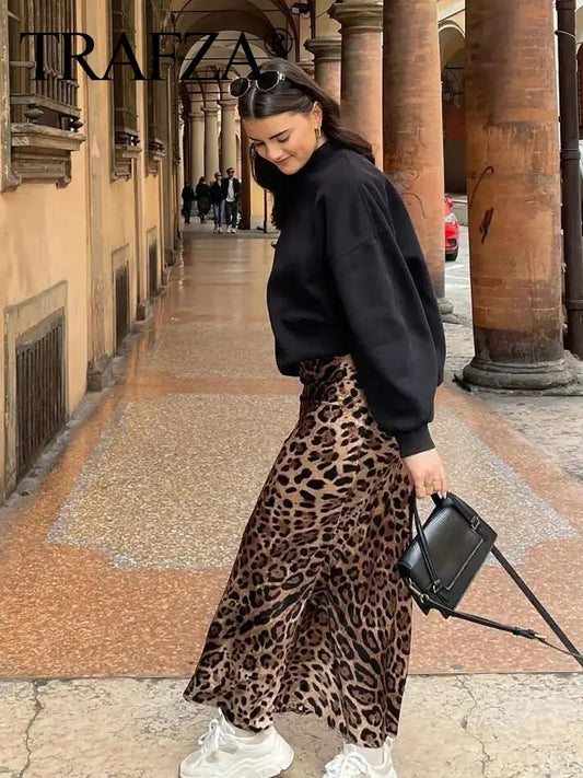 Leopard Print Midi Skirt