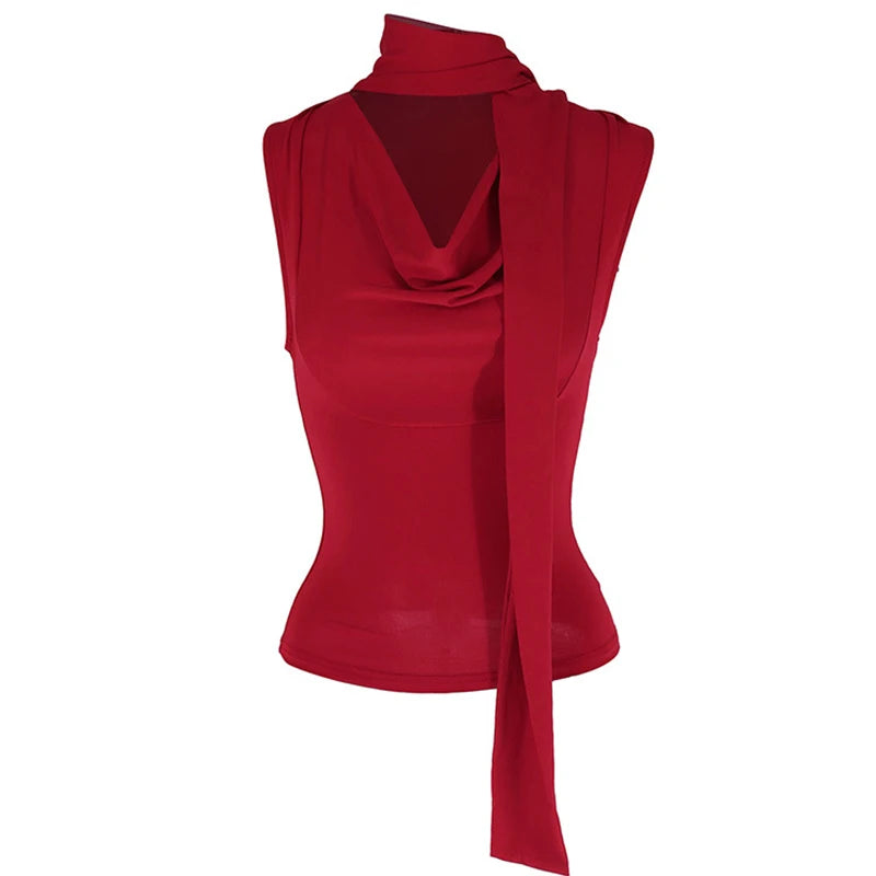 V-Neck Bandage Knit Tank
