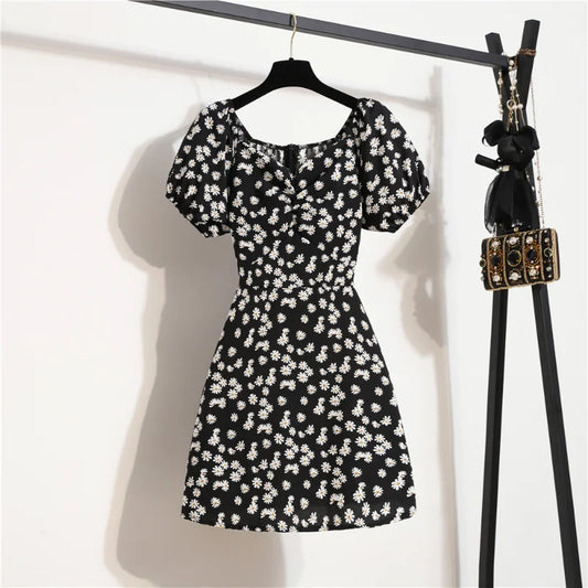 Floral Print Chiffon Mini Dress