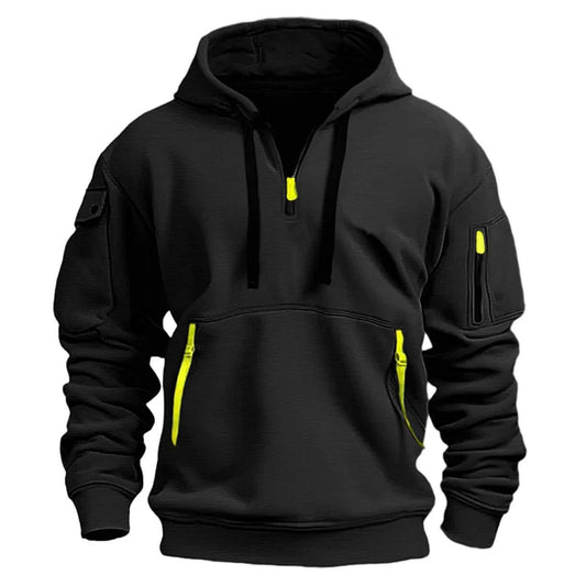Multi-Pocket Fleece Hooded Sweatshirt