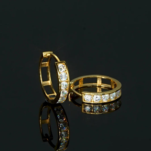 14K Gold Moissanite Hoop Earrings