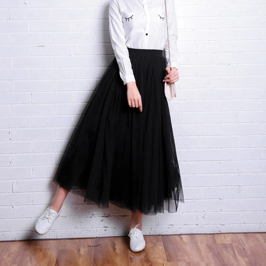 Vintage Mesh Pleated Skirt