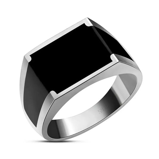 Wholesale Genuine 925 Sterling Solid Silver Men Ring Wedding Fashion Rings Black Enamel Handmade Ring
