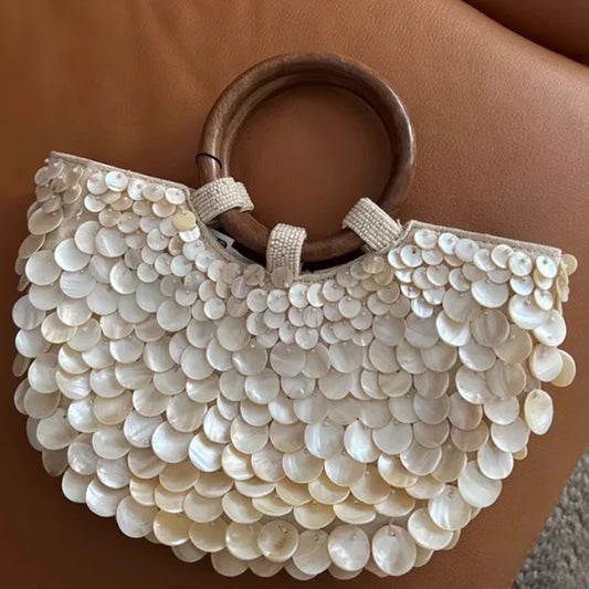 White Crystal Top-Handle Clutch