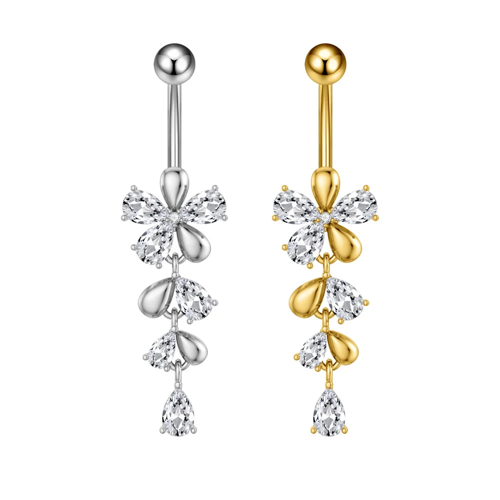 Butterfly Flower Clip Belly Ring