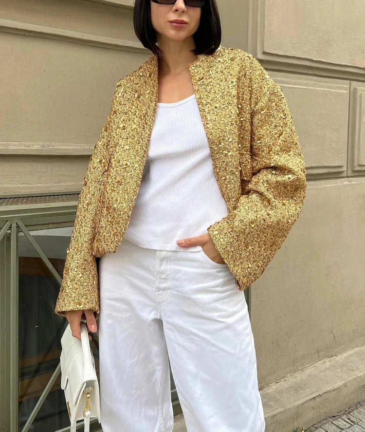 Gold Sequin Y2K Jacket