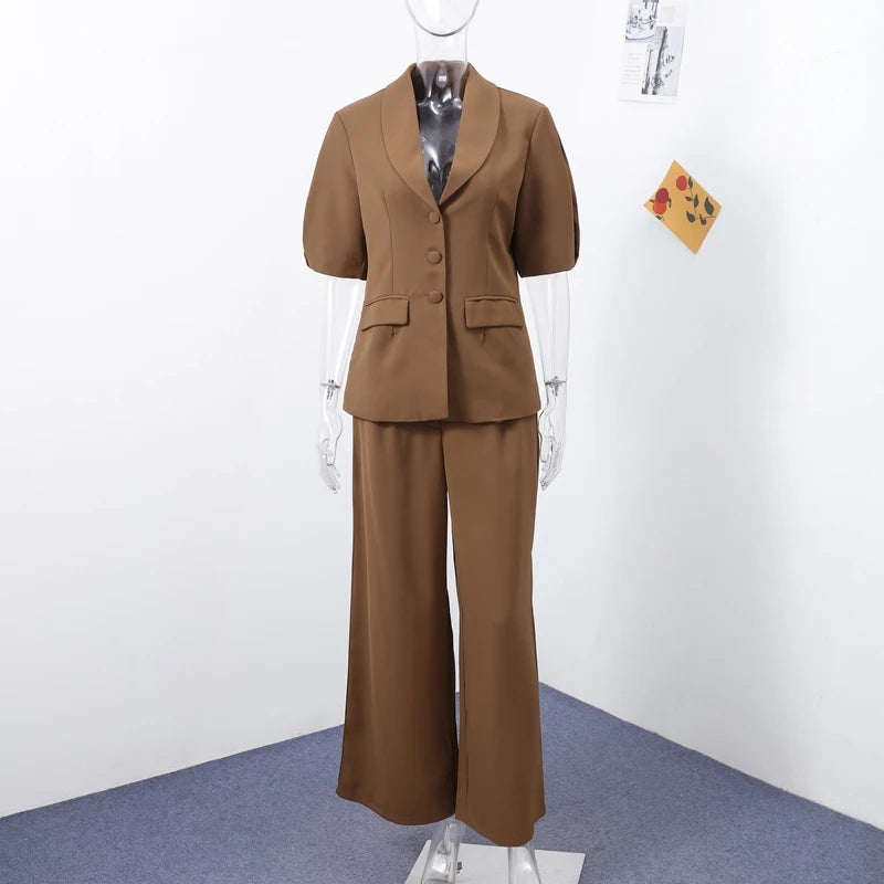 Solid Blazer Pants Set