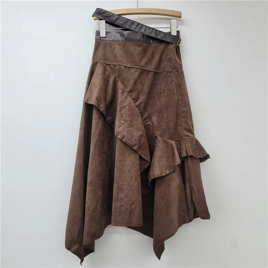 2025 Irregular High Waist Lace-Up Skirt