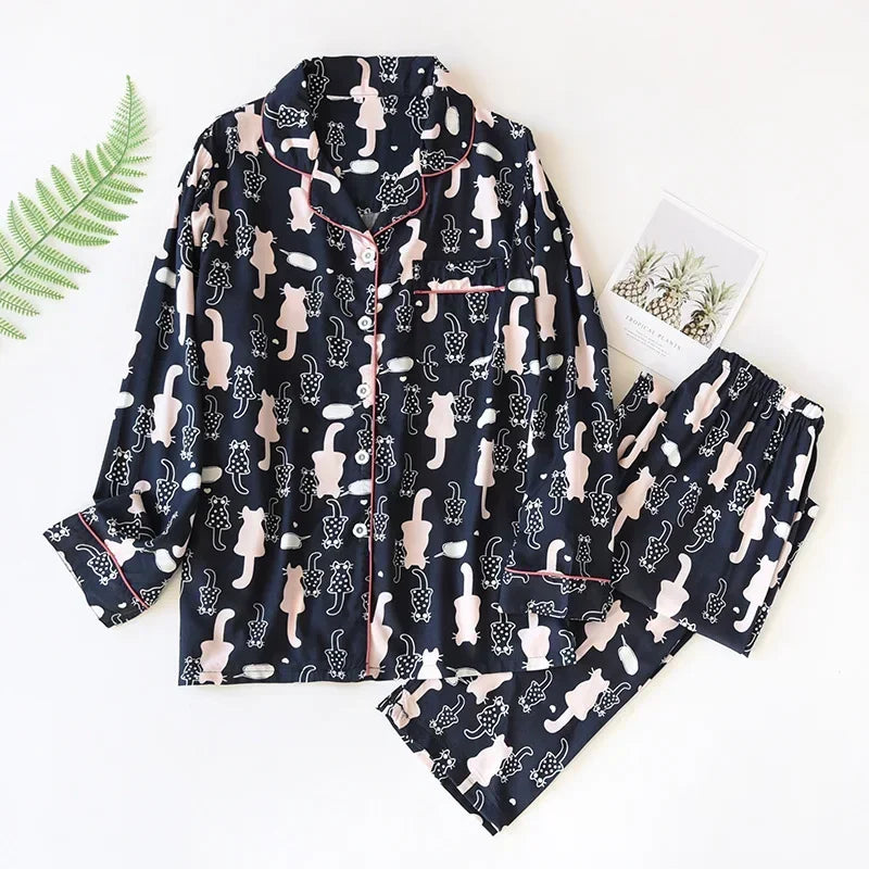 Spring Viscose Pajama Set (Plus Size)